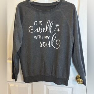 Women’s Charcoal Gray Long Sleeve Graphic Sweatshirt - It Is Well